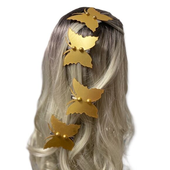 Gold Batwings Hair Clips Barrettes Set of 5PC NEW - Picture 1 of 5